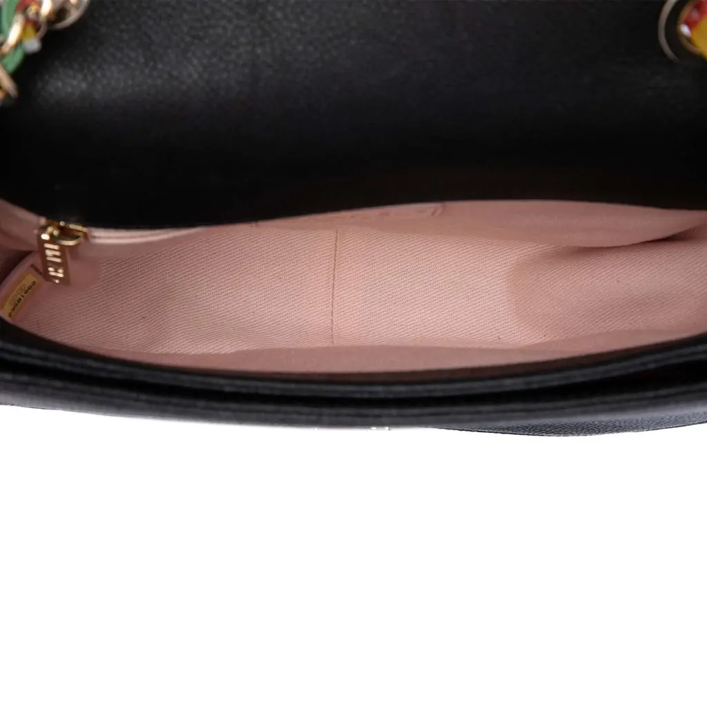 Chanel Paris Cuba Small Quilted Caviar Thread Around Flap Black Leather Very good - Model View