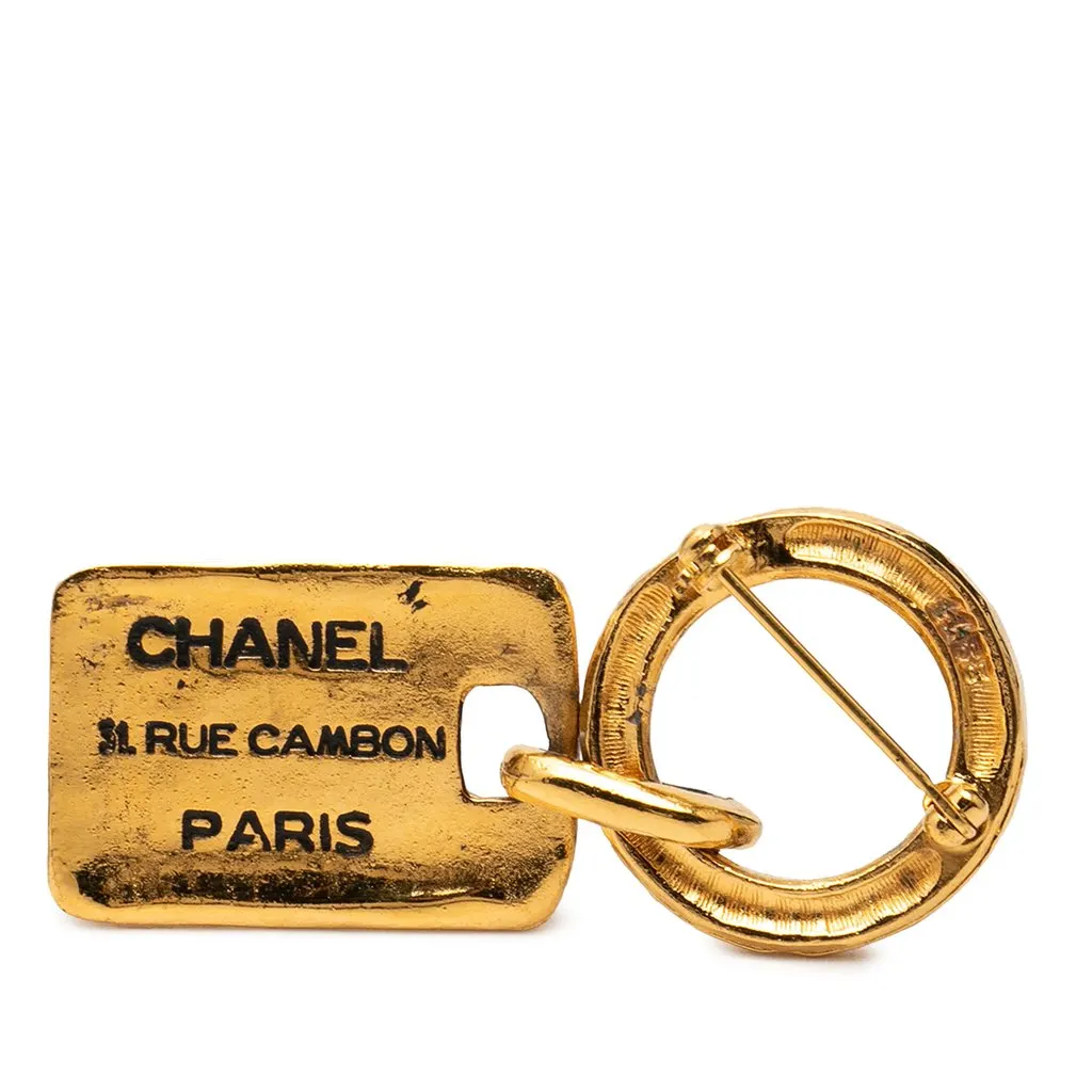 Chanel Gold Plated Rue Cambon Tag Brooch Gold Metal Very good - Back View