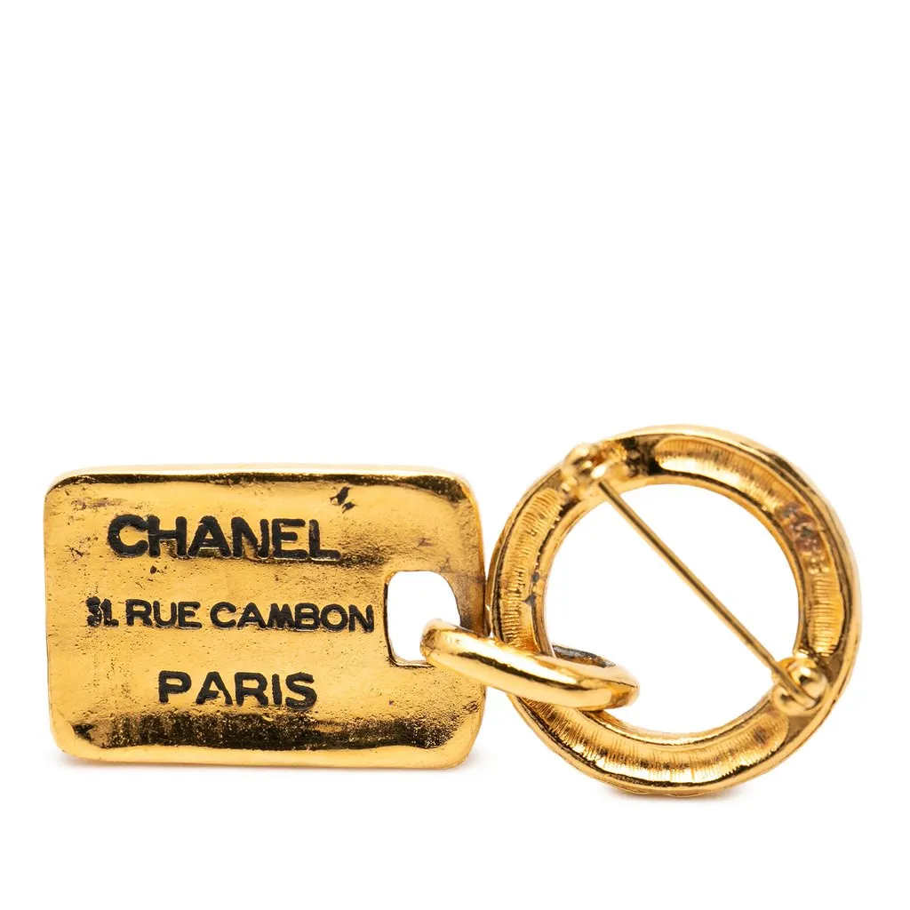 Chanel Gold Plated Rue Cambon Tag Brooch Gold Metal Very good - Inside View