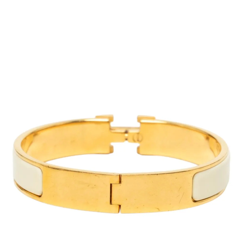 Hermès Narrow Enamel Clic H Bracelet PM White Very good - Inside View