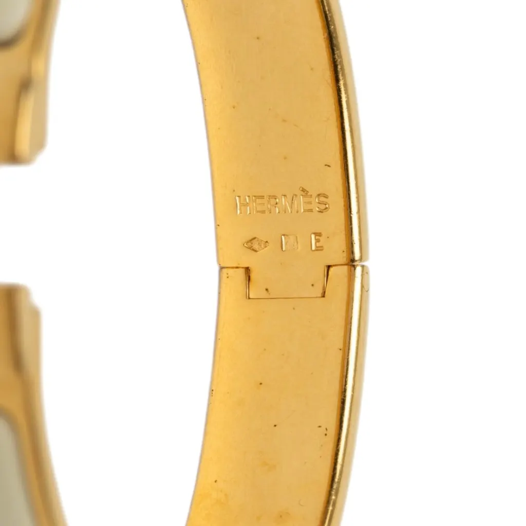 Hermès Narrow Enamel Clic H Bracelet PM White Very good - Model View