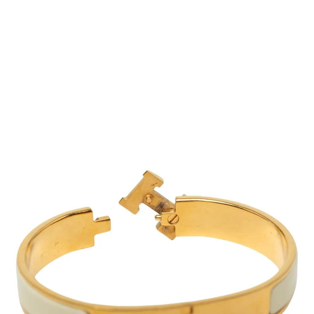 Hermès Narrow Enamel Clic H Bracelet PM White Very good - Box View