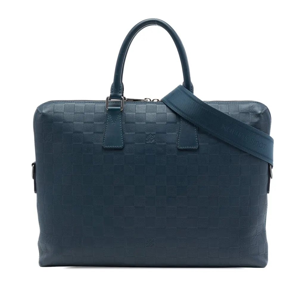 Louis Vuitton Damier Infini Porte Documents Jour Blue Leather Very good - Front View