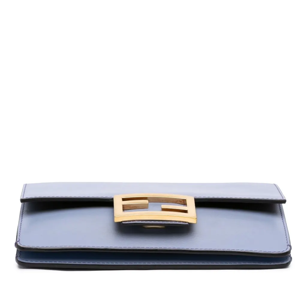 Fendi Calfskin Flat Baguette Crossbody Blue Leather Very good - Inside View