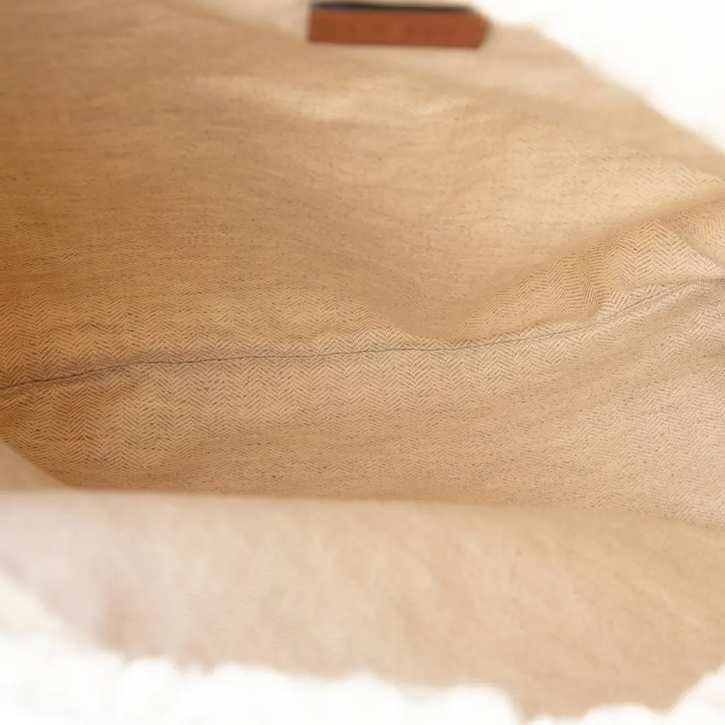 LOEWE Anagram Terry Cloth Drawstring Pouch Beige Very good - Model View