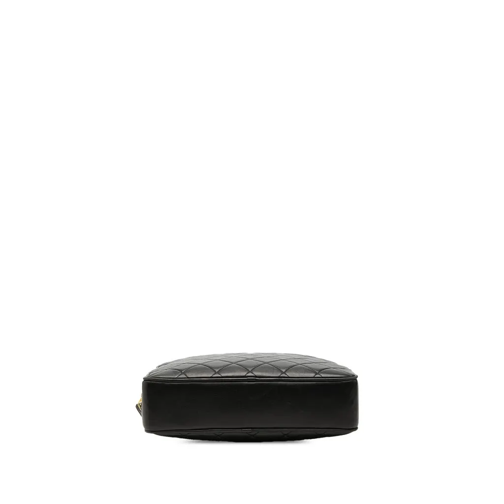 Chanel Quilted Lambskin Shoulder Bag Black Leather Good - Inside View