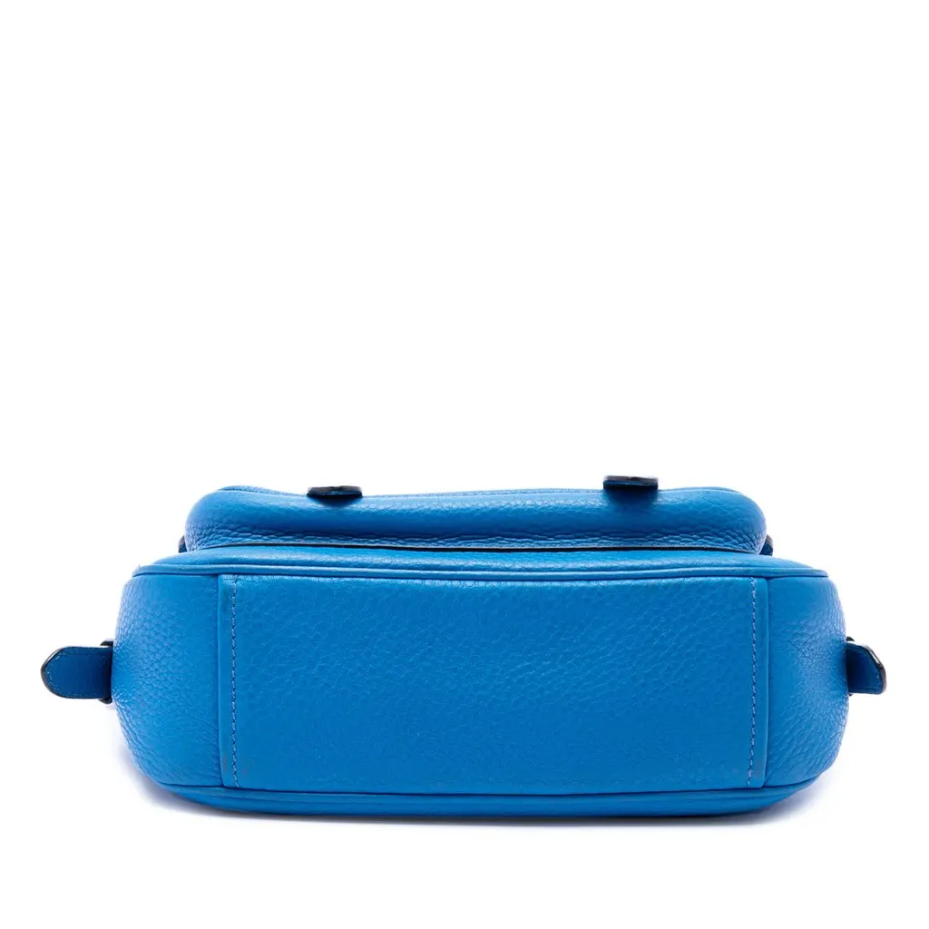 Prada Vitello Daino Double Buckle Messenger Bag Blue Leather Very good - Inside View