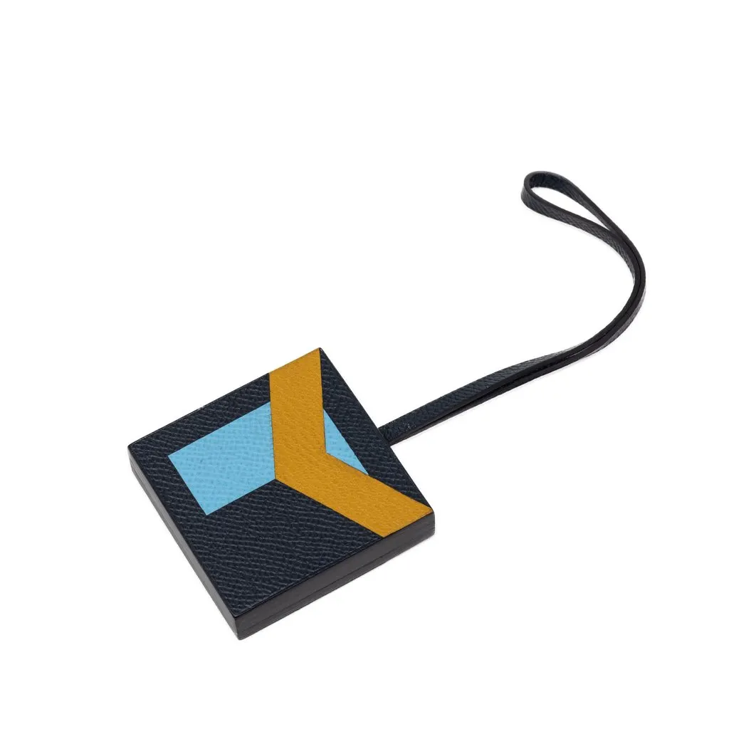 Hermès Epsom Calfskin Y Lettre Au Carre Bag Charm Blue Leather Very good - Front View