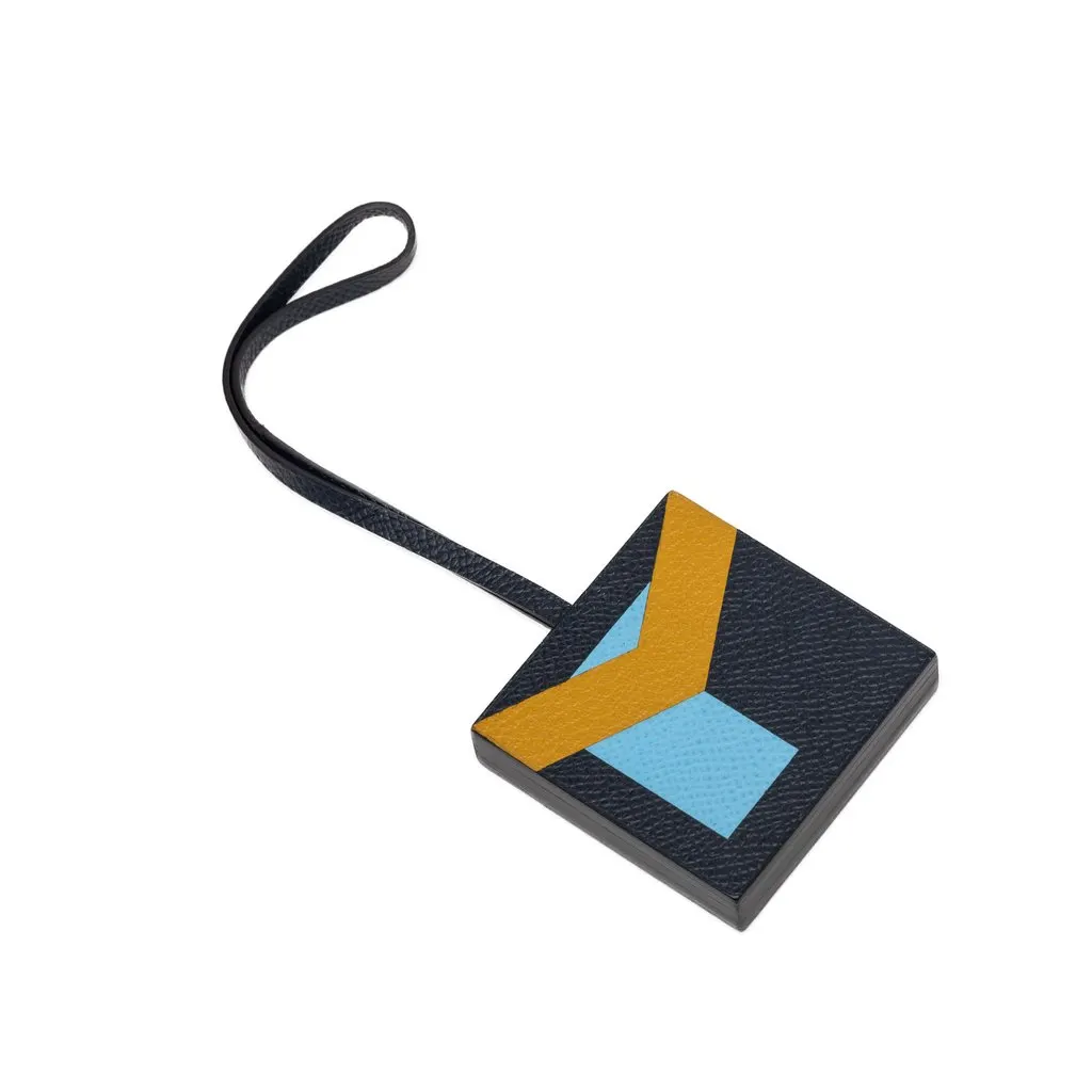 Hermès Epsom Calfskin Y Lettre Au Carre Bag Charm Blue Leather Very good - Back View