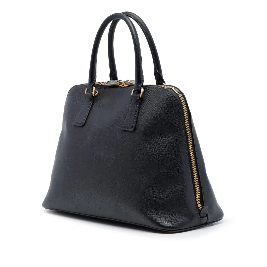 Prada Medium Saffiano Lux Promenade Satchel Black Leather Very good - Back View