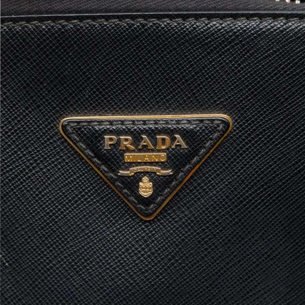 Prada Medium Saffiano Lux Promenade Satchel Black Leather Very good - Box View