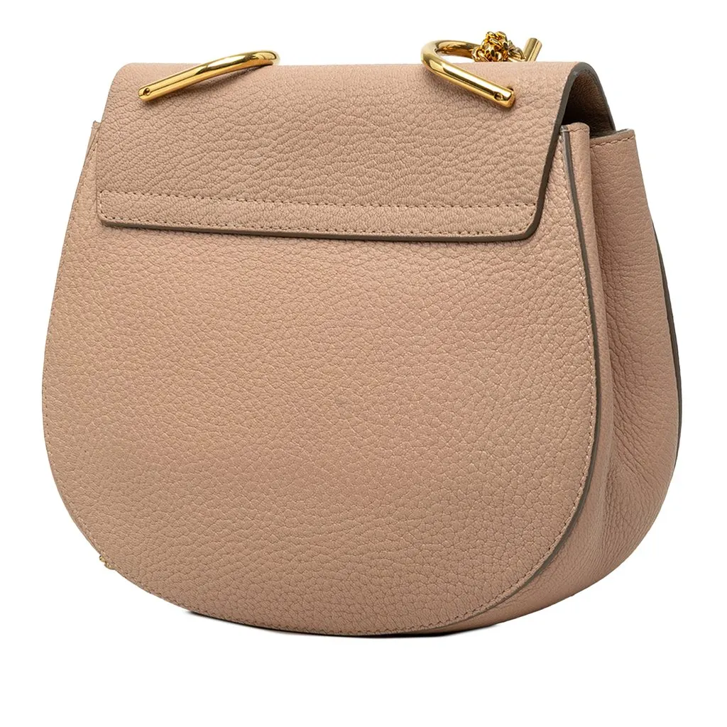 Chloé Small Grained Lambskin Drew Crossbody Brown Leather Good - Back View