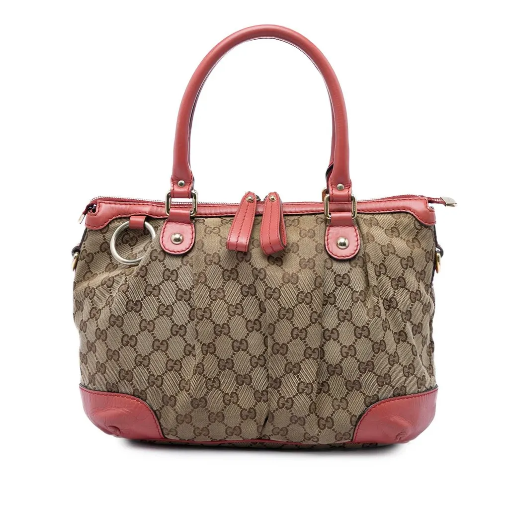 Gucci GG Canvas Sukey Satchel Beige Very good - Front View
