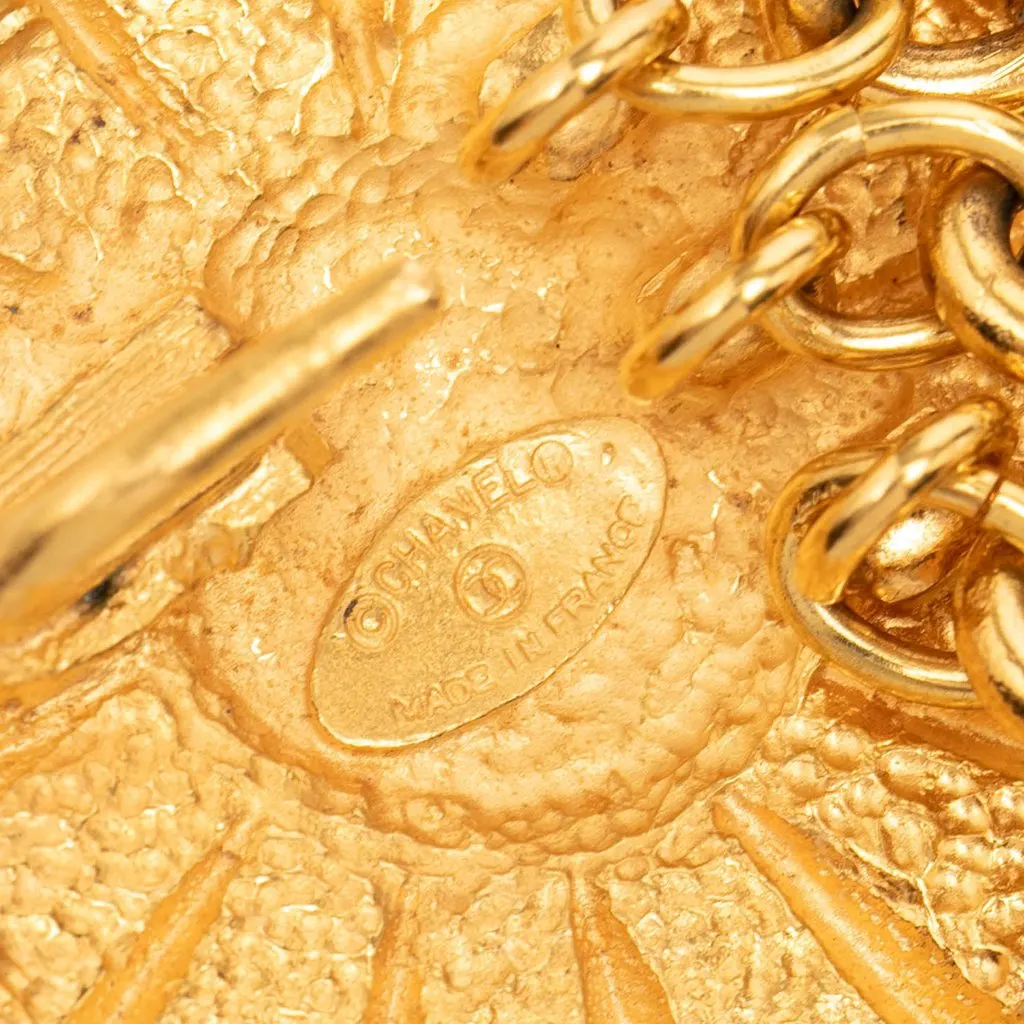 Chanel CC Gold Plated Sun Medallion Triple Chain Belt Gold Metal Very good - Back View