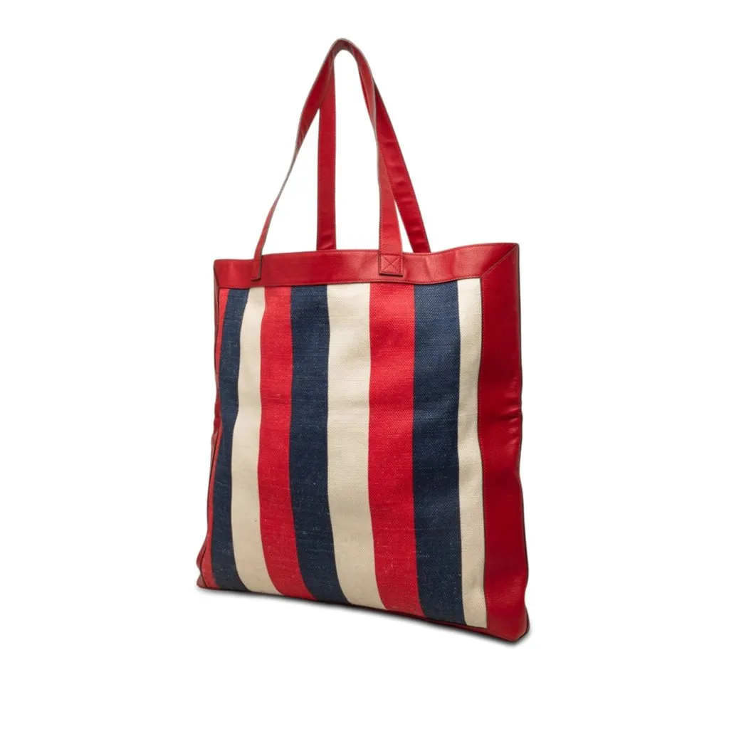 Gucci Canvas Baiadera Striped Tote Red Canvas Good - Back View