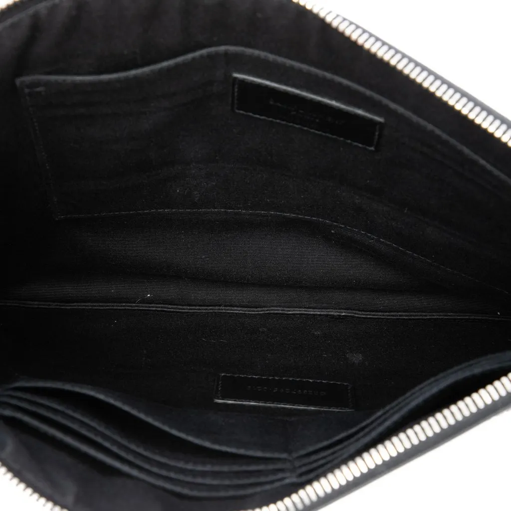 Saint Laurent Studded Leather Clutch Black Leather Very good - Model View