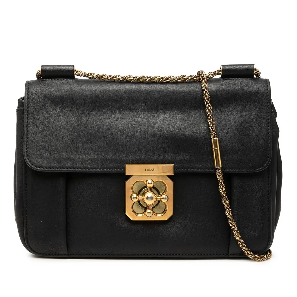 Chloé Medium Leather Elsie Crossbody Black Leather Very good - Front View