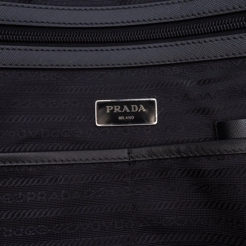 Prada Saffiano Trimmed Tessuto Business Bag Black Very good - Box View