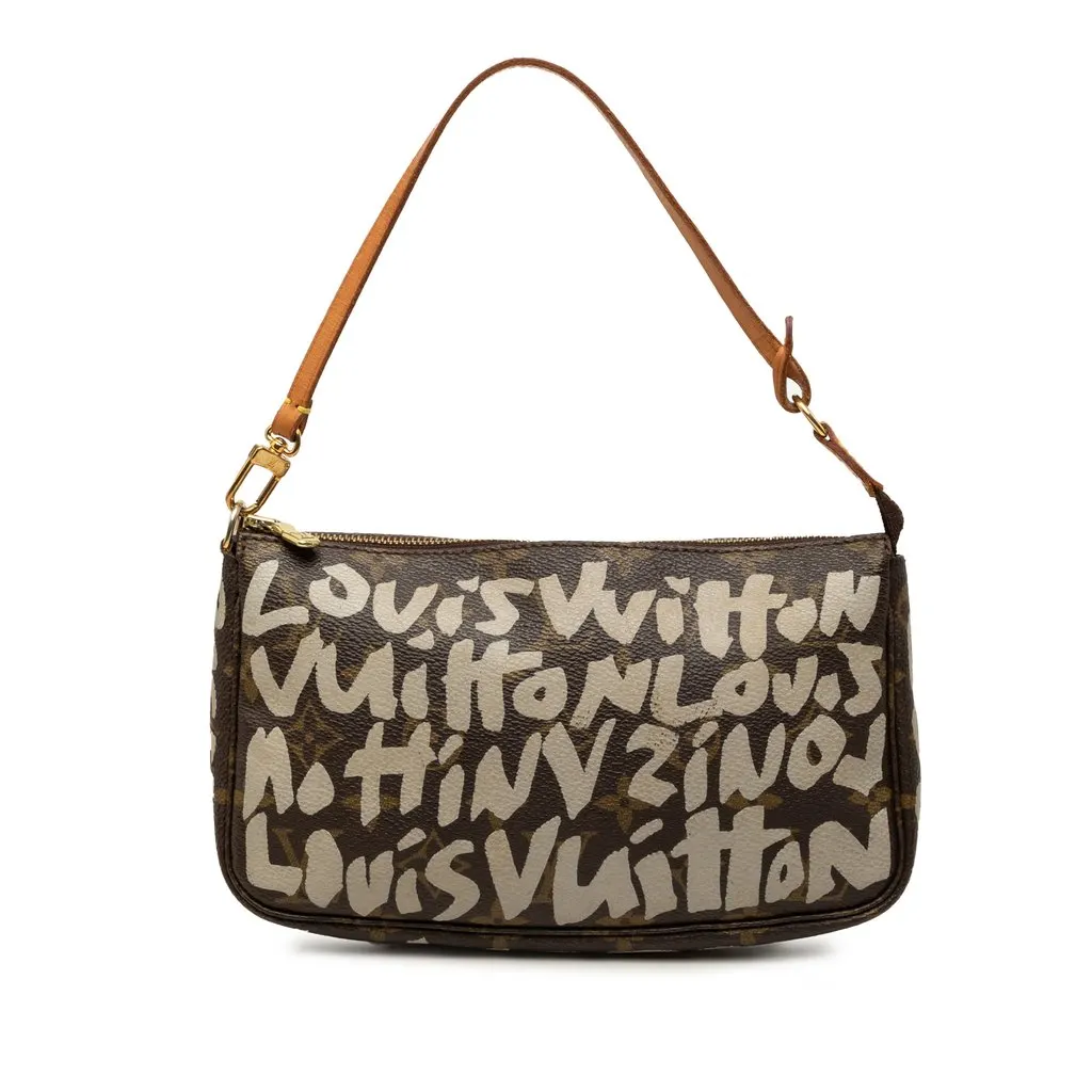 Louis Vuitton Stephen Sprouse Monogram Graffiti Pochette Accessoires Brown Good - Front View