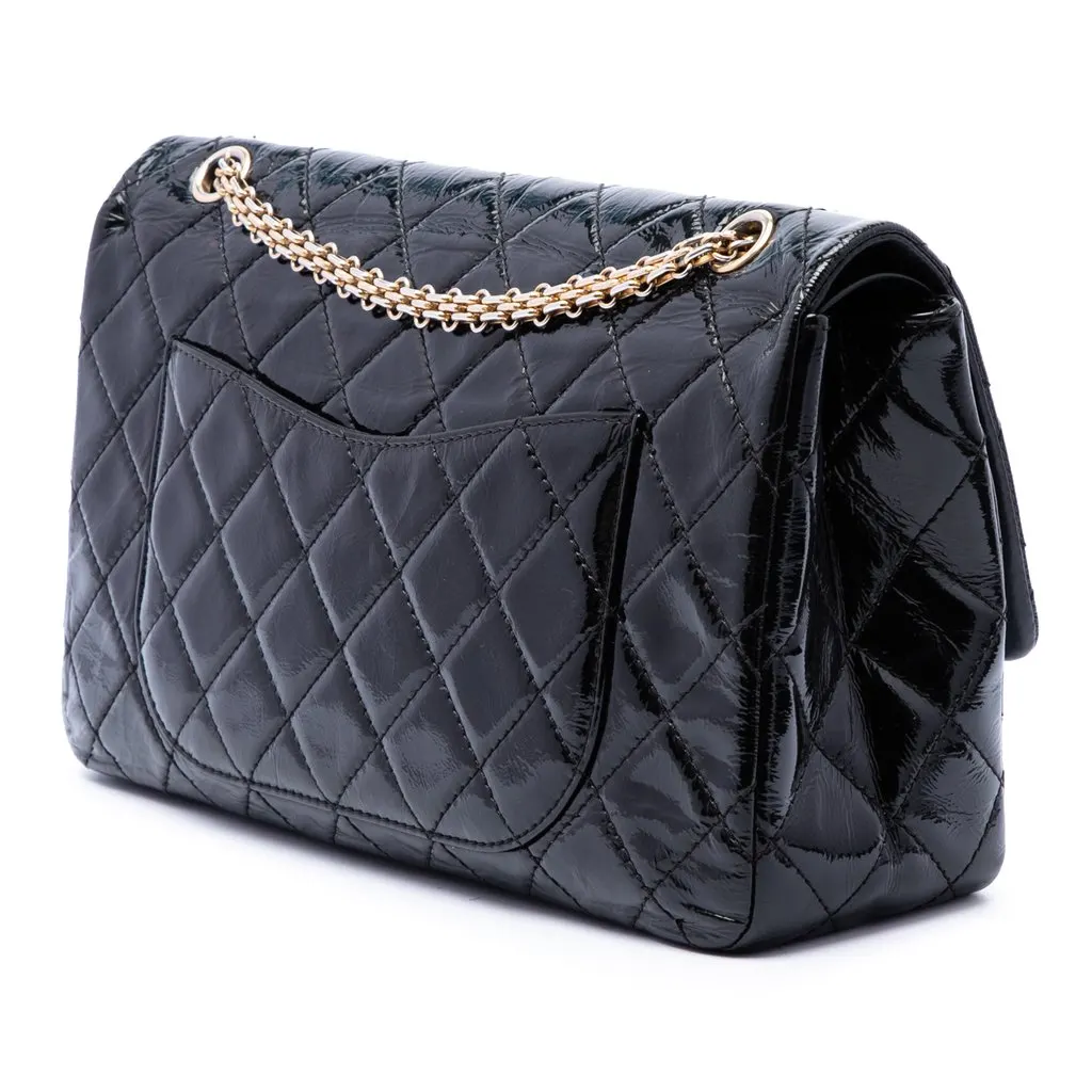 Chanel Quilted Patent Reissue 2.55 Double Flap 227 Black Leather Very good - Back View