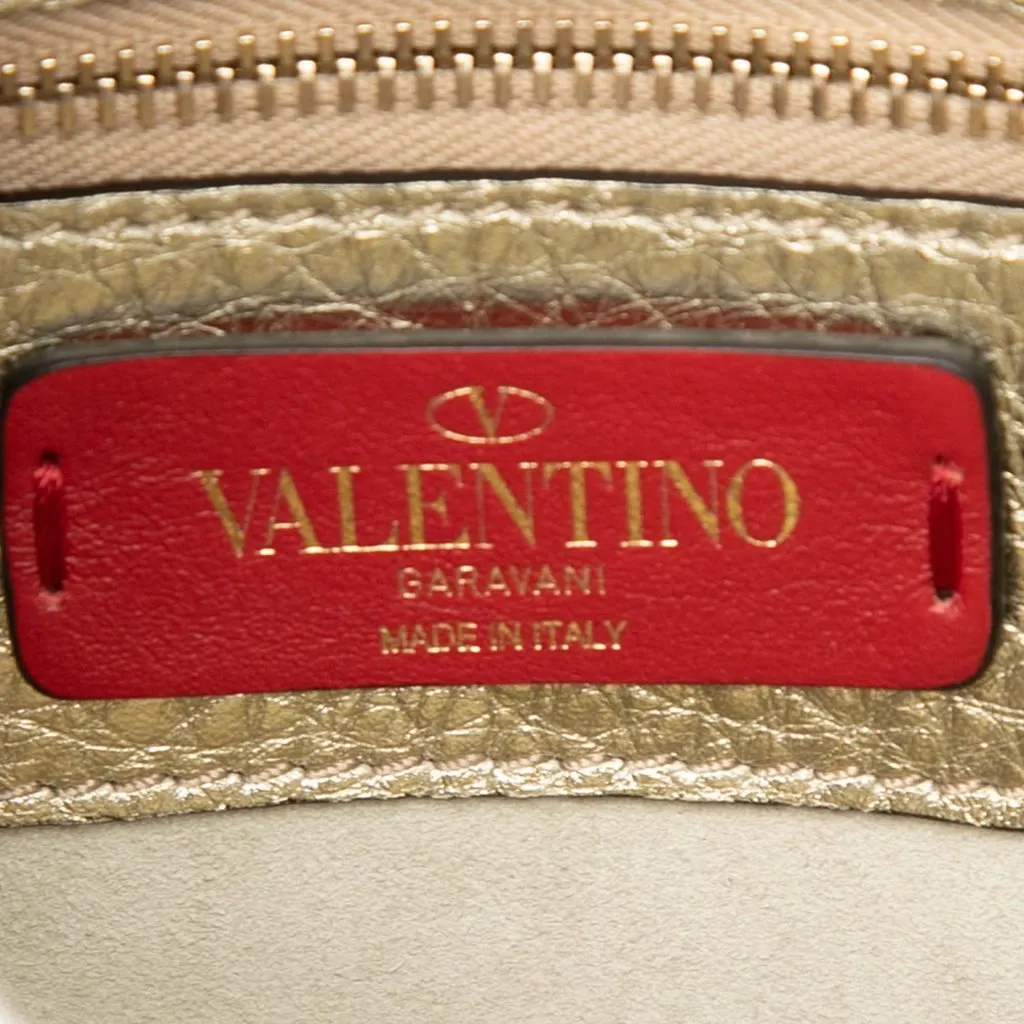 Valentino Metallic Grained Calfskin Rockstud Saddle Crossbody Gold Leather Very good - Box View
