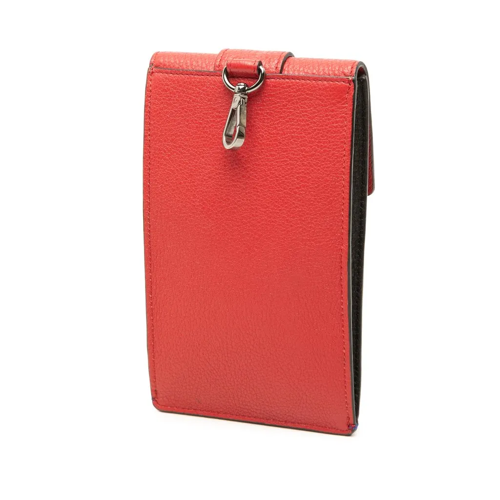 Fendi Bicolor Leather Phone Holder Crossbody Red Leather Good - Back View