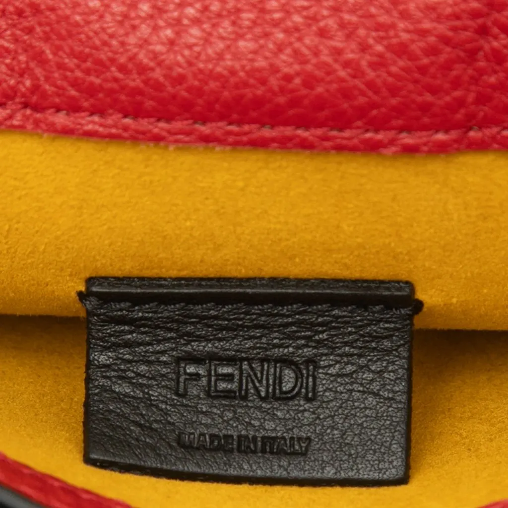 Fendi Bicolor Leather Phone Holder Crossbody Red Leather Good - Box View