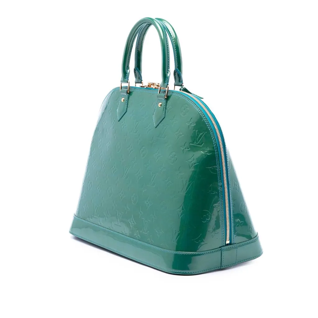 Louis Vuitton Monogram Vernis Alma PM Green Leather Very good - Back View