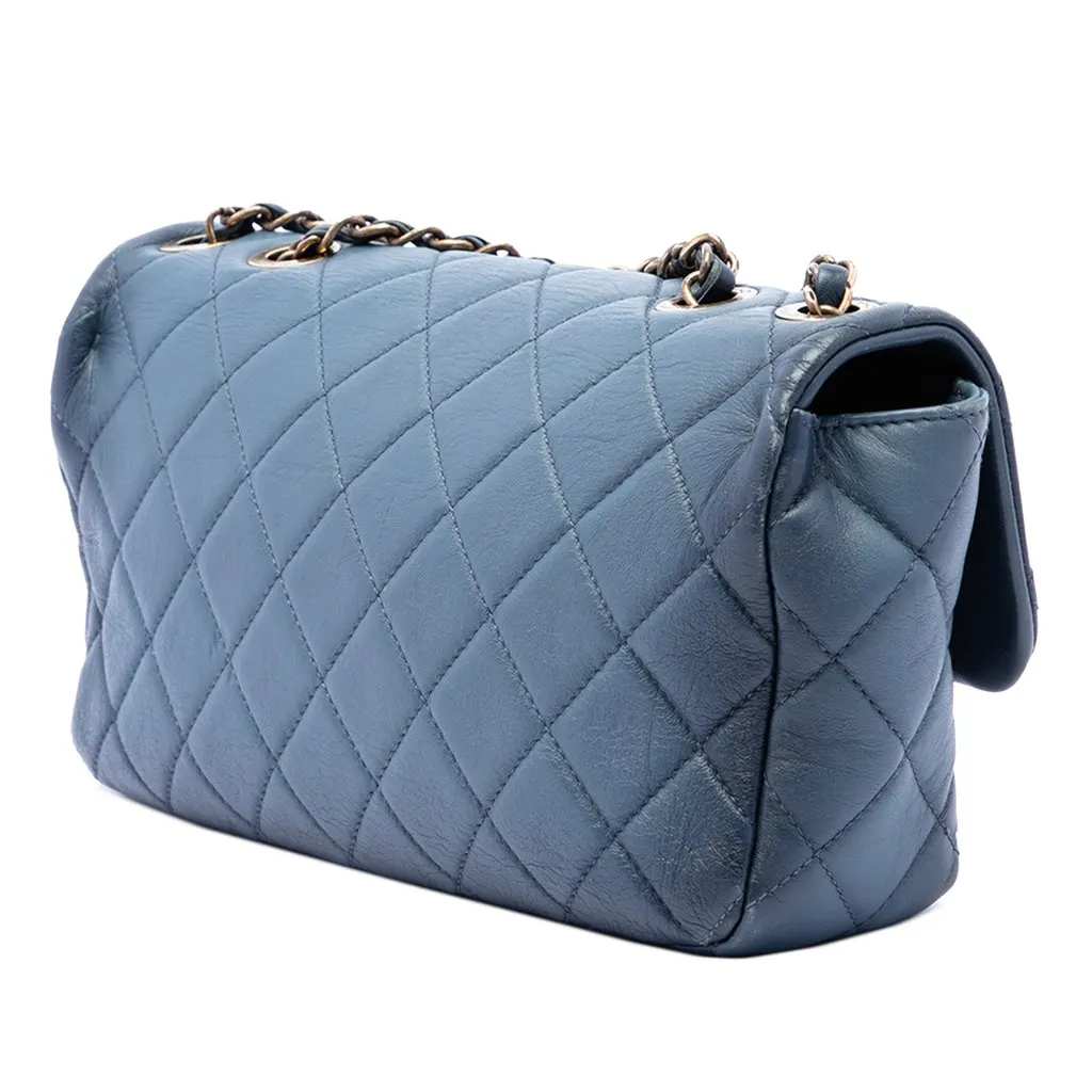 Chanel CC Quilted Calfskin Ombre Flap Blue Leather Very good - Back View