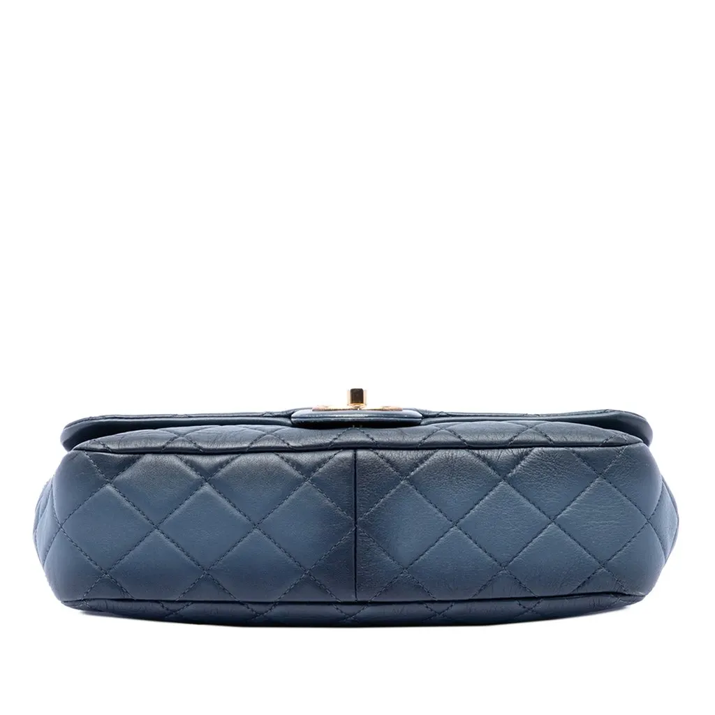 Chanel CC Quilted Calfskin Ombre Flap Blue Leather Very good - Inside View