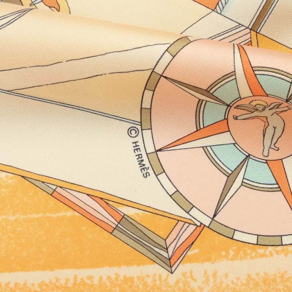 Hermès Face Au Large Silk Scarf 90 Orange Silk Very good - Box View