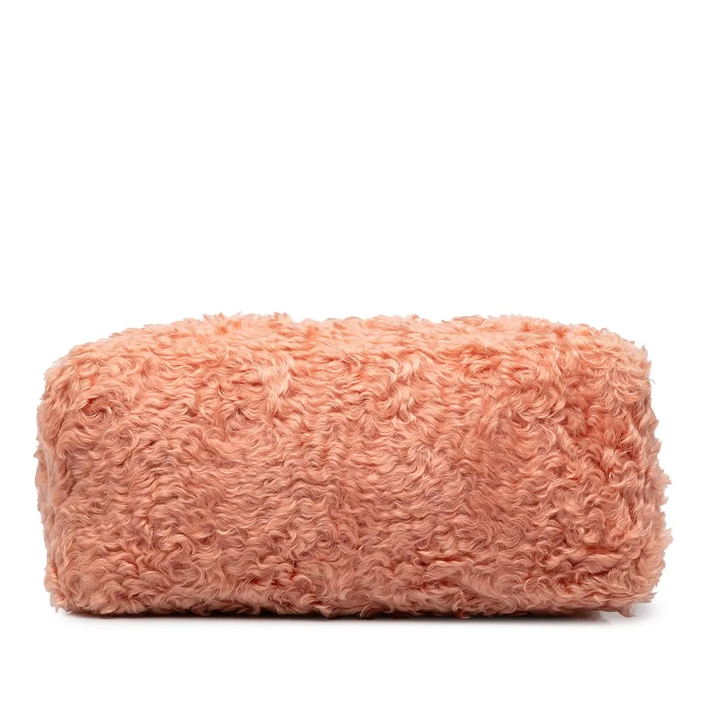 Miu Miu Eco Shearling Crystal Chain Tote Pink Shearling Very good - Inside View