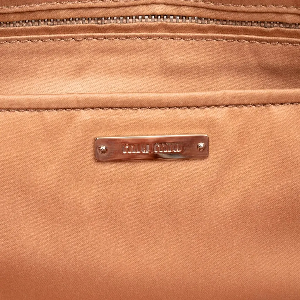 Miu Miu Eco Shearling Crystal Chain Tote Pink Shearling Very good - Box View