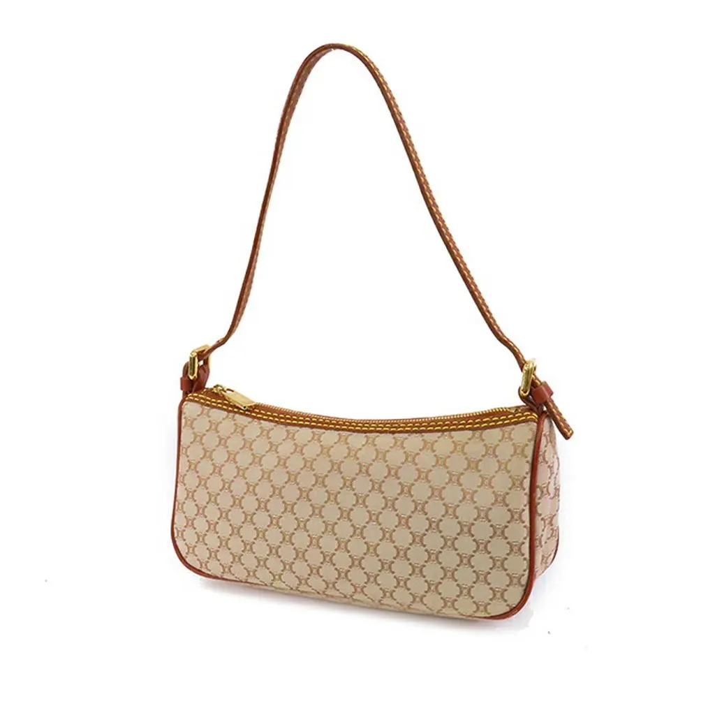 Celine Macadam Canvas Shoulder Bag Beige Good - Back View