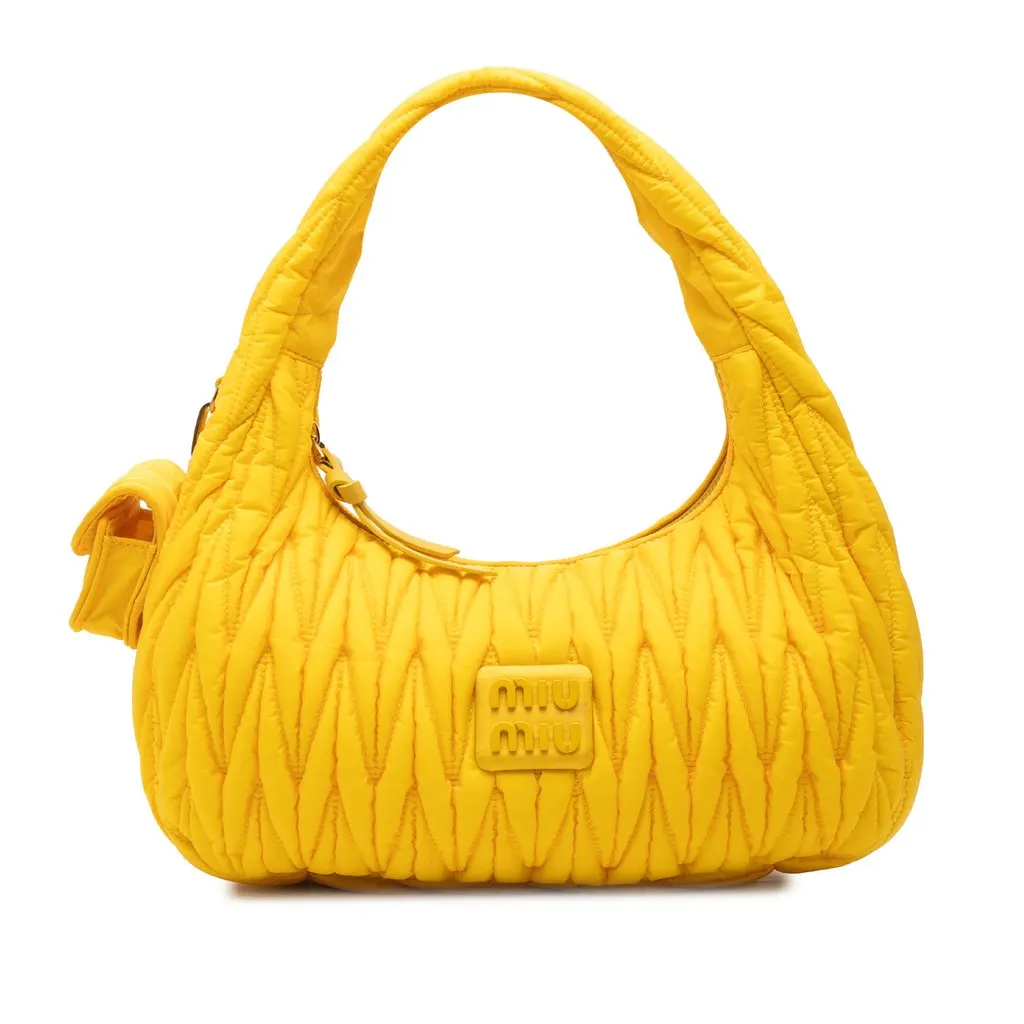 Miu Miu Matelasse Tessuto Wander Hobo Yellow Very good - Front View