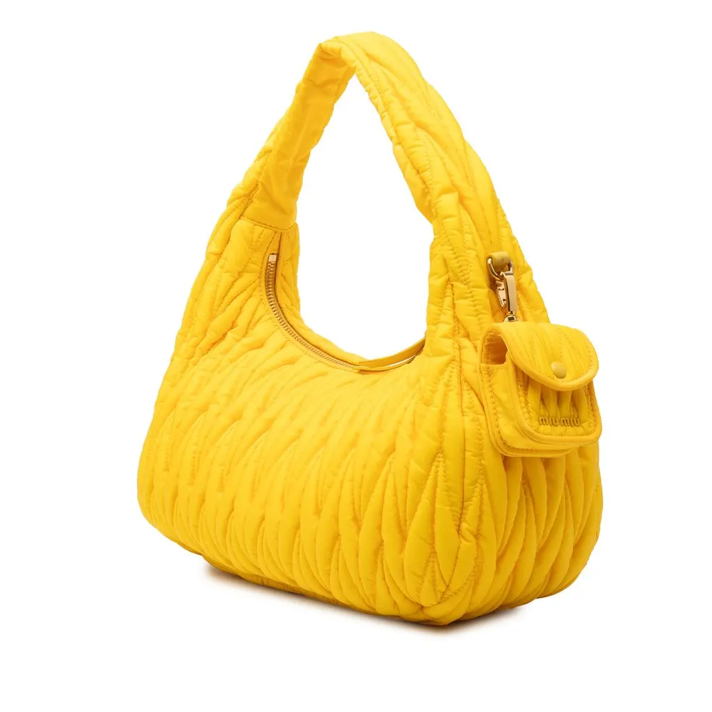 Miu Miu Matelasse Tessuto Wander Hobo Yellow Very good - Back View