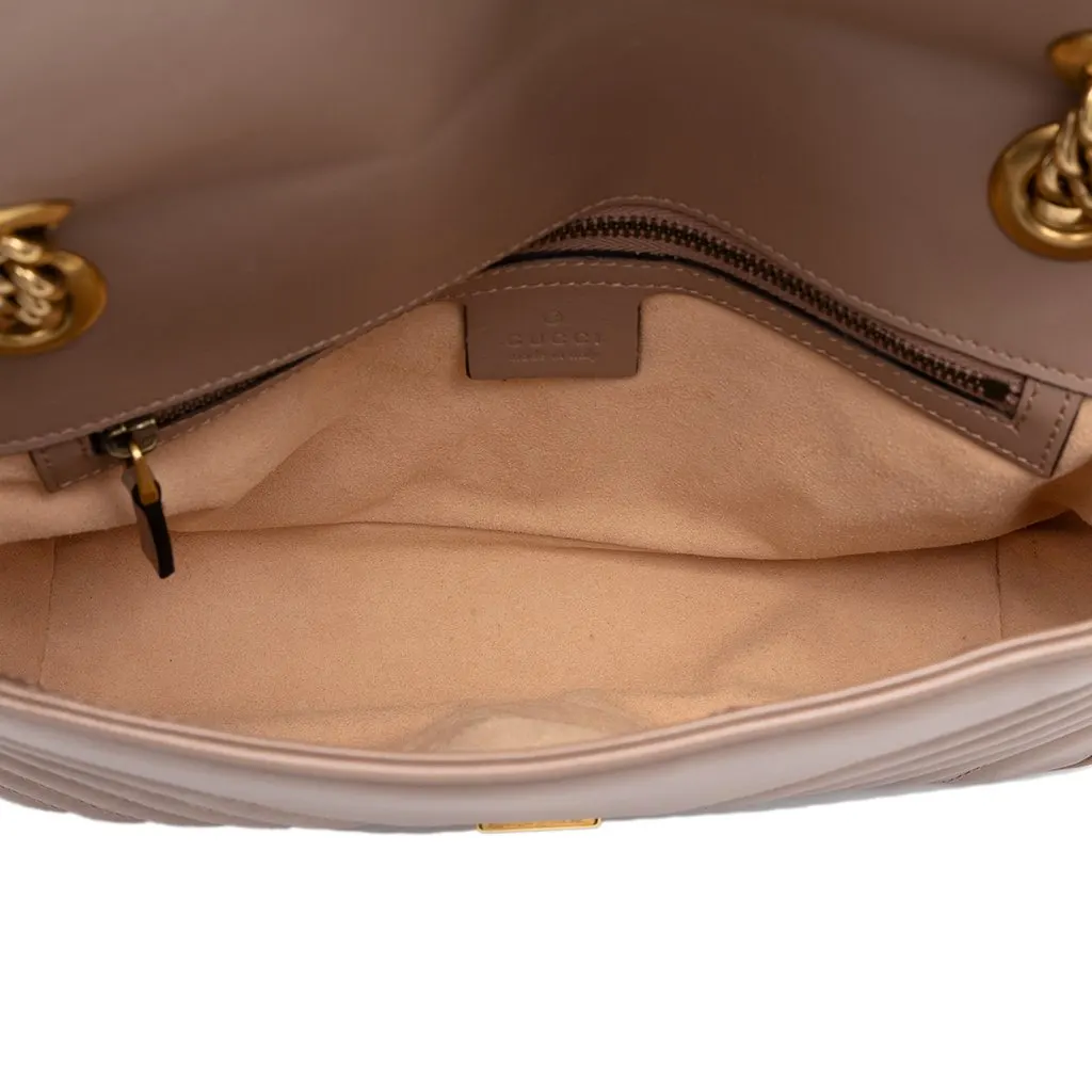 Gucci Medium GG Marmont Matelasse Calfskin Shoulder Bag Brown Leather Very good - Model View