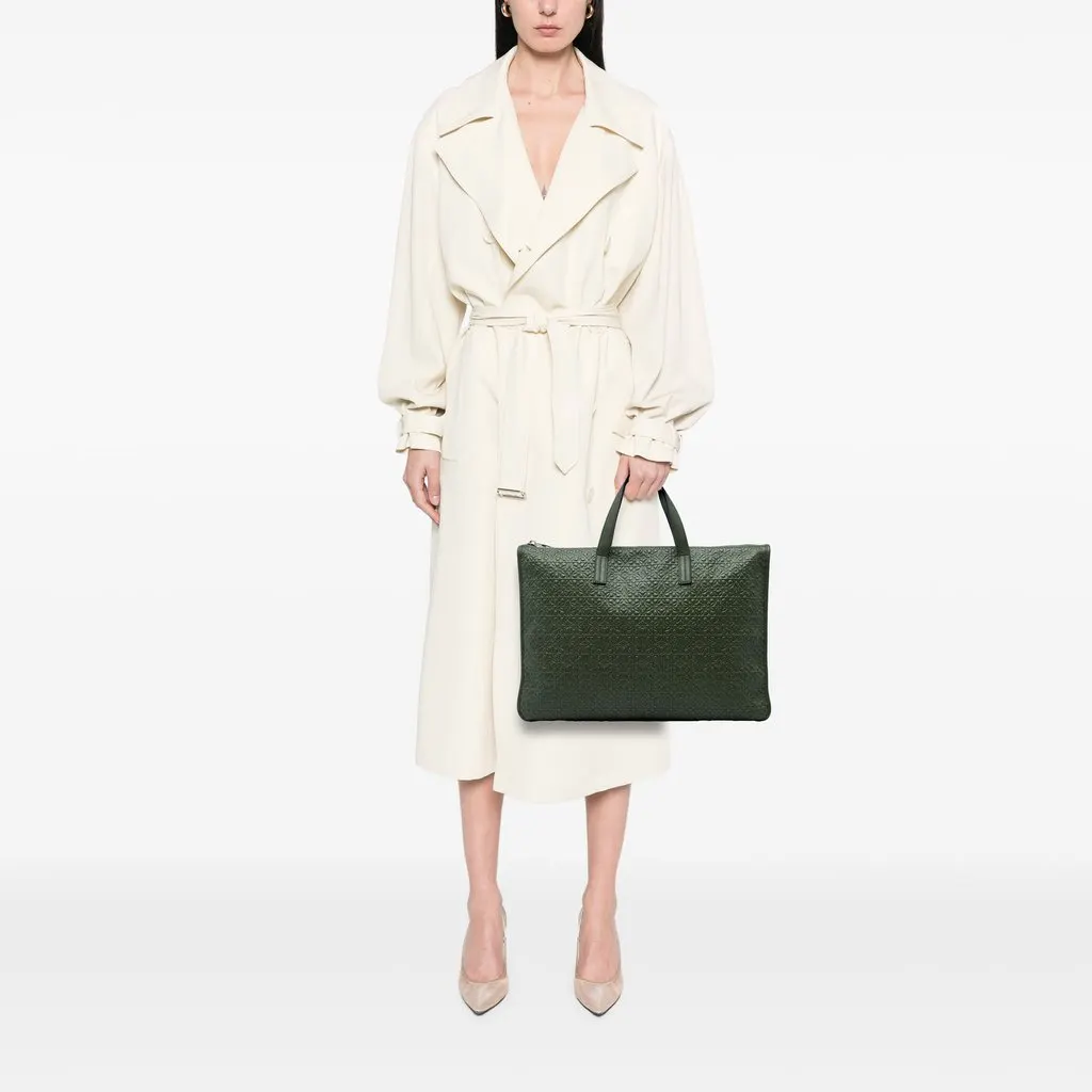 Loewe Anagram Embossed Leather Toledo Briefcase Green Leather Very good - Box View