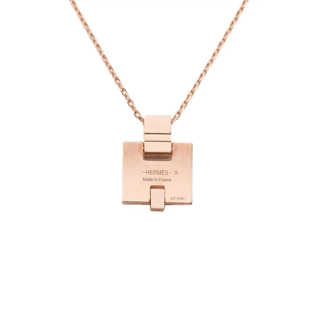 Hermès Gold Plated and Enamel Eileen Pendant Necklace Gold Metal Very good - Back View