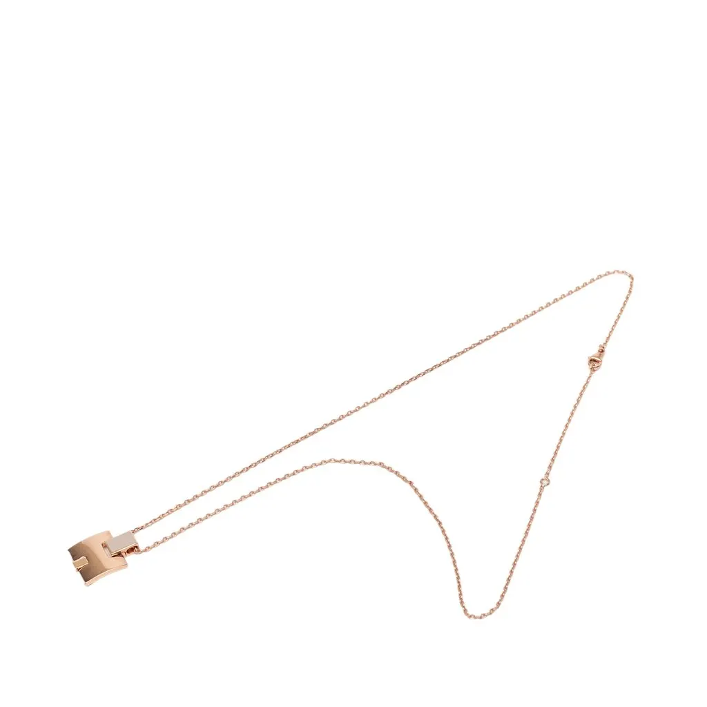 Hermès Gold Plated and Enamel Eileen Pendant Necklace Gold Metal Very good - Model View