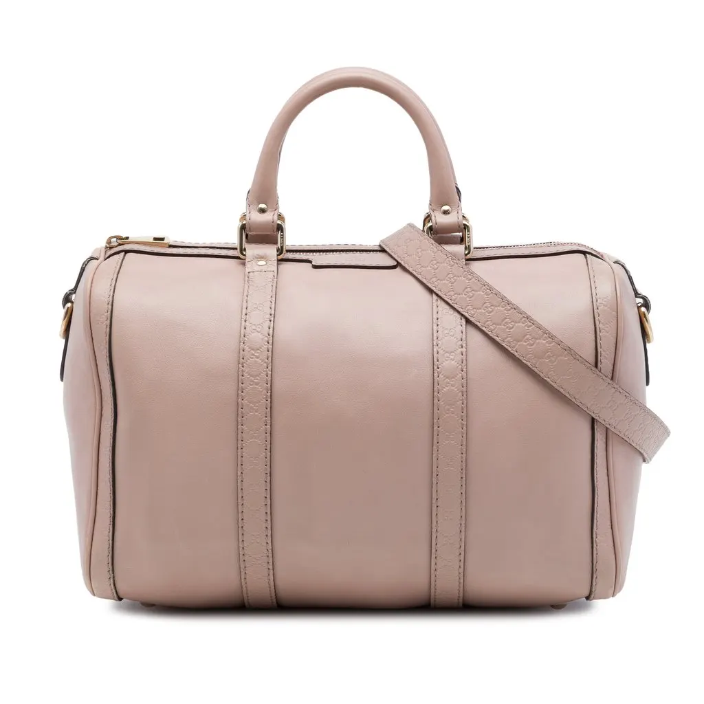 Gucci Medium Microguccissima Trimmed Calfskin Joy Boston Bag Brown Leather Good - Front View