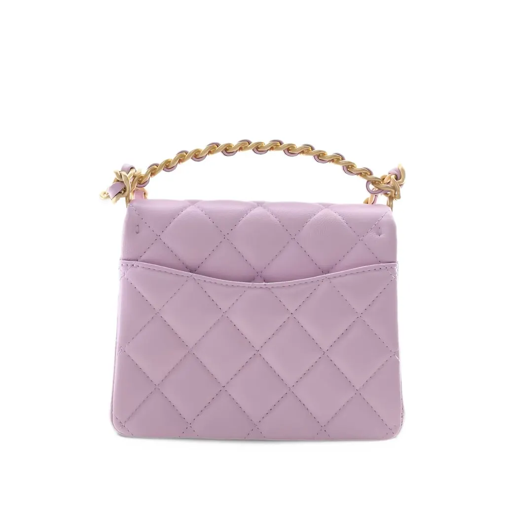 Chanel Mini Quilted Caviar 31 Rue Cambon Top Handle Bag Purple Leather Very good - Back View