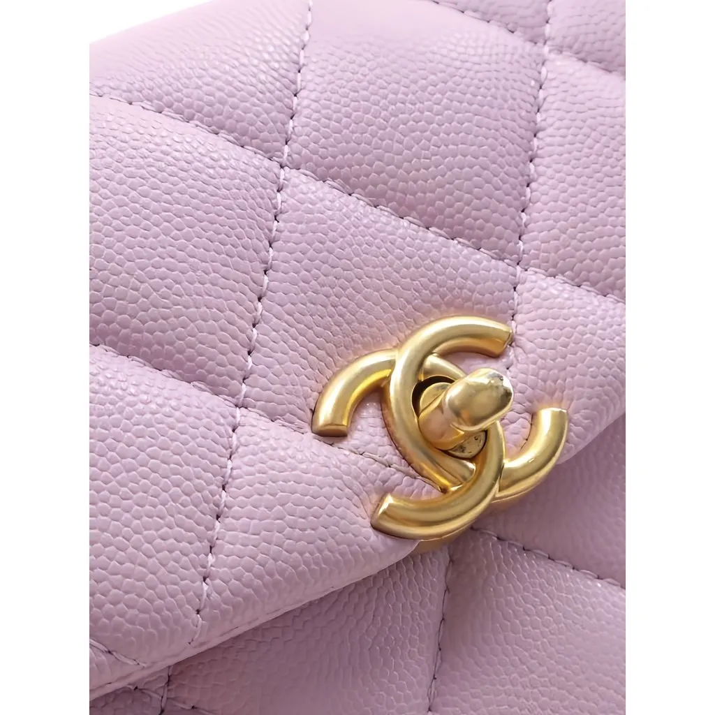Chanel Mini Quilted Caviar 31 Rue Cambon Top Handle Bag Purple Leather Very good - Model View