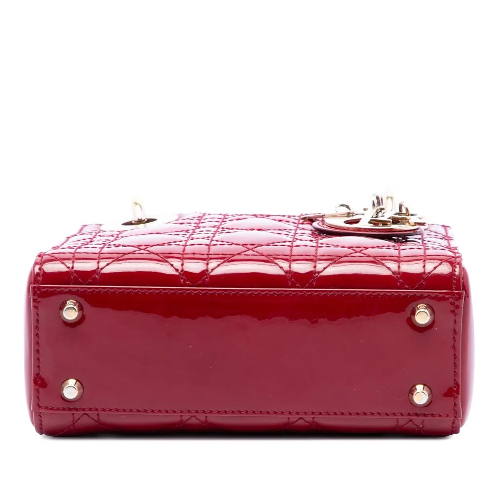 Dior Mini Patent Cannage Lady Dior Red Leather Very good - Inside View