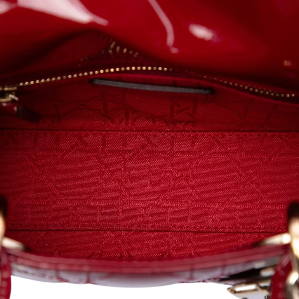 Dior Mini Patent Cannage Lady Dior Red Leather Very good - Model View