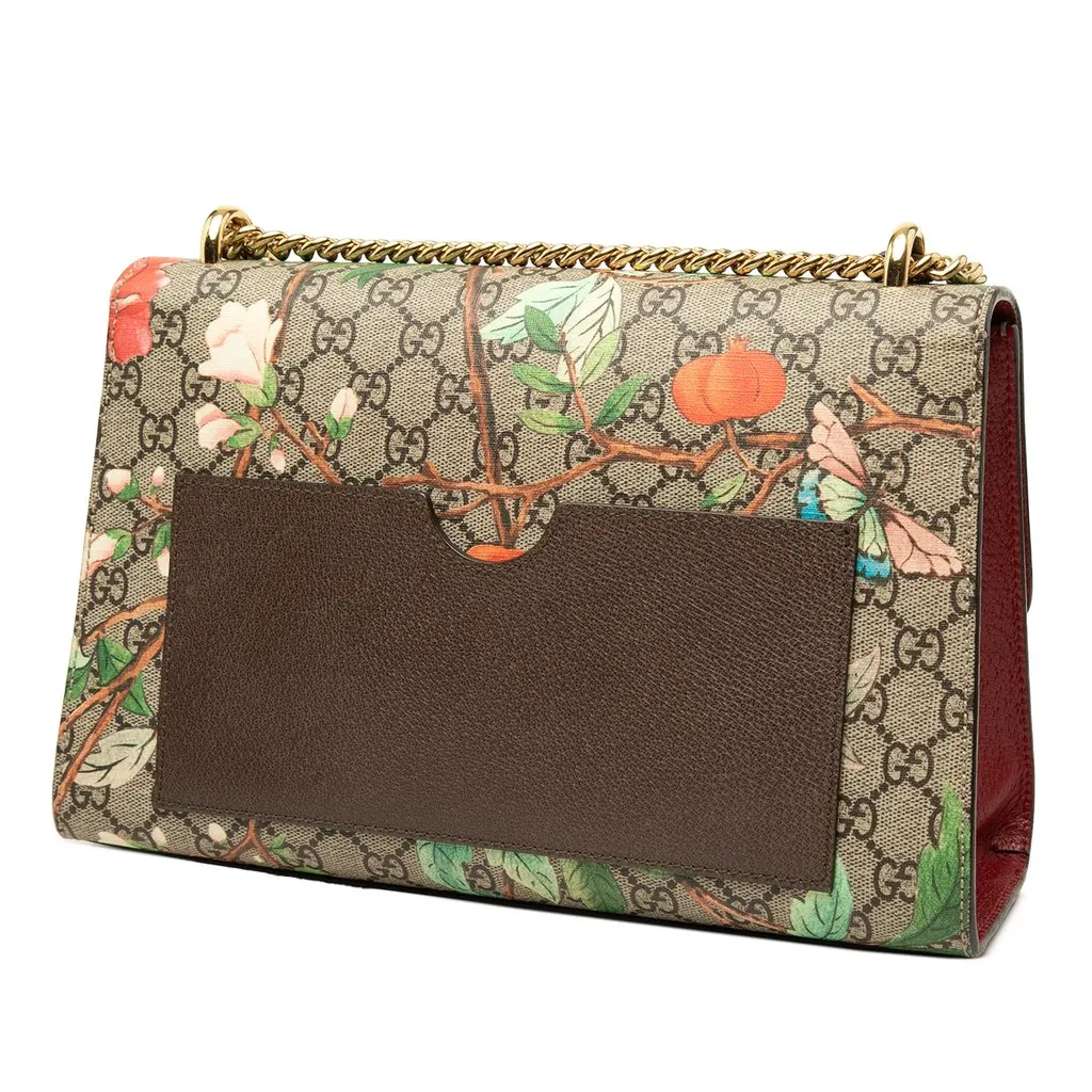 Gucci Medium GG Supreme Tian Padlock Shoulder Bag Beige Canvas Very good - Back View