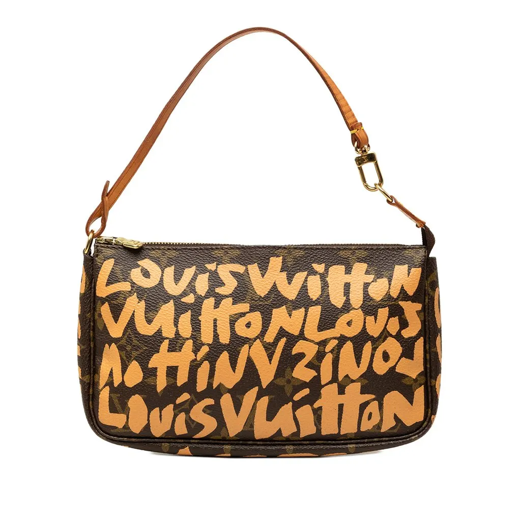 Louis Vuitton Stephen Sprouse Monogram Graffiti Pochette Accessoires Brown Canvas Very good - Front View
