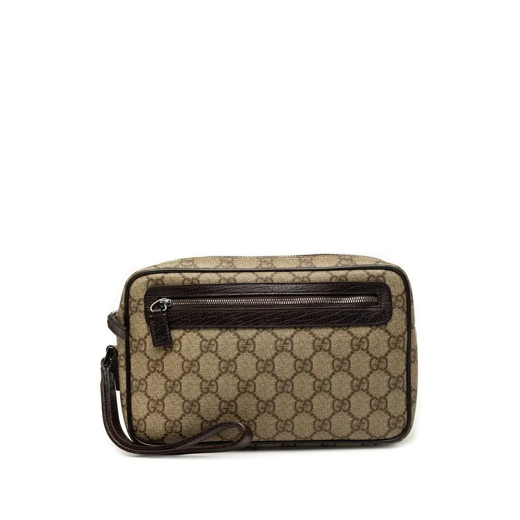 Gucci GG Supreme Clutch Beige Very good - Front View