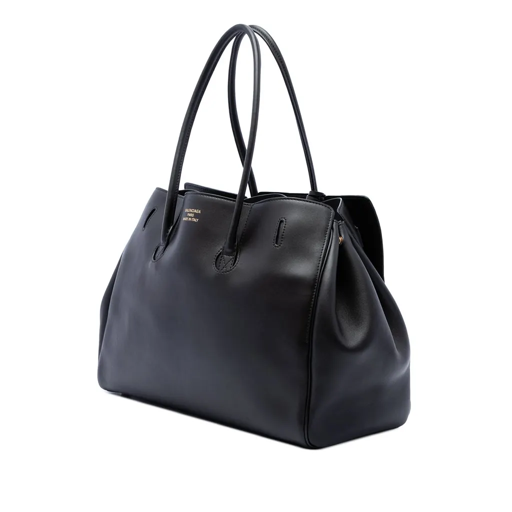 Balenciaga Medium Smooth Calfskin Bel Air Carry All Tote Black Leather Very good - Back View