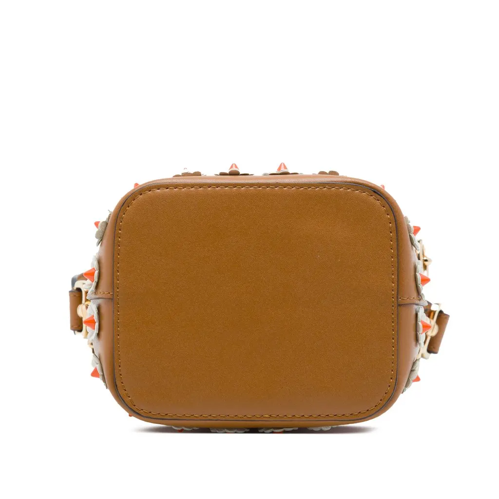 Fendi Mini Leather Studded Floral Mon Tresor Bucket Bag Brown Leather Very good - Inside View